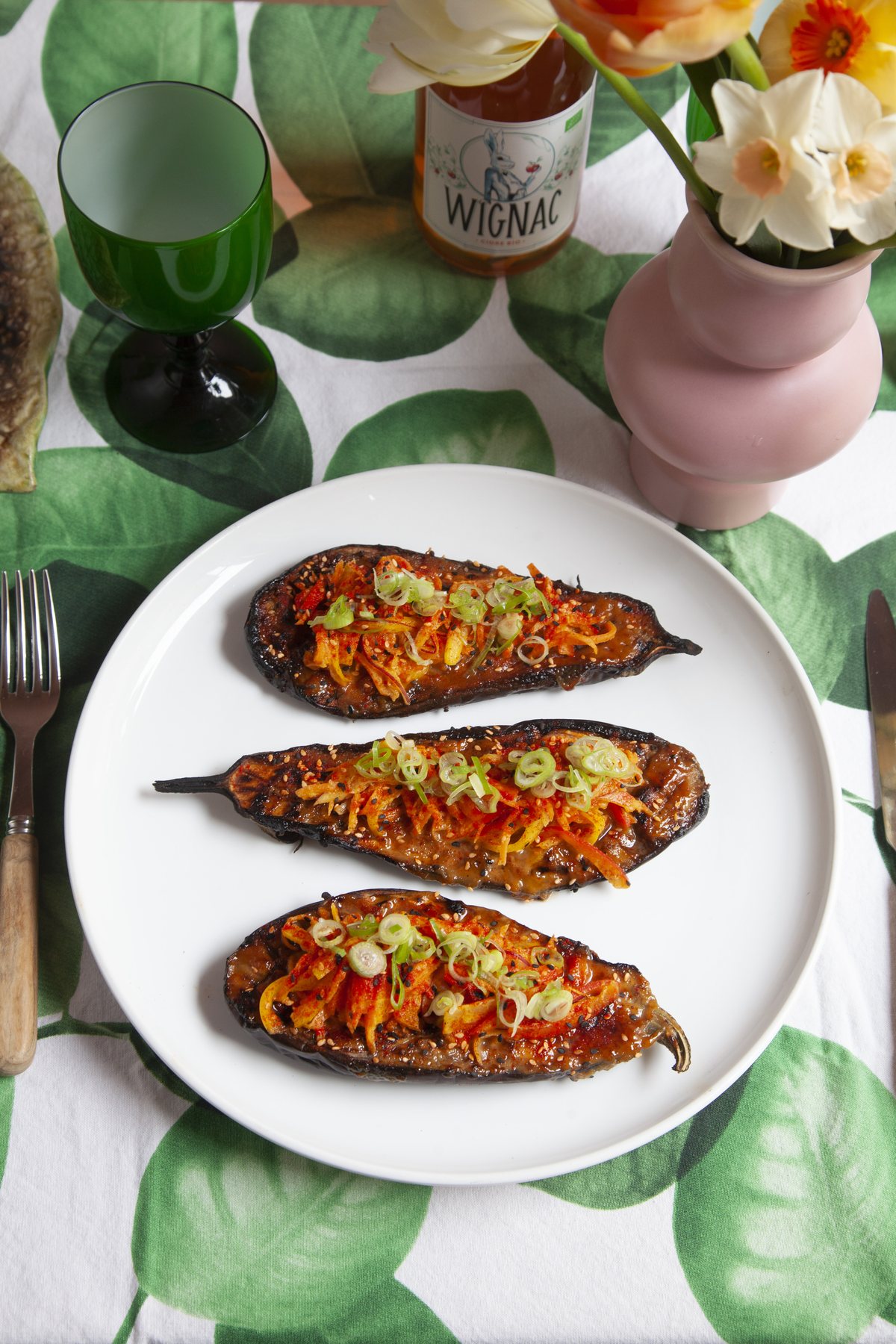 Roasted stuffed aubergines